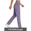 imagebaleaf Womens Travel Pants Lightweight Stretch with Zipper Pockets Petite Ankle Dressy Golf Work Business Casual SlacksPurple
