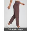 imagebaleaf Womens Travel Pants Lightweight Stretch with Zipper Pockets Petite Ankle Dressy Golf Work Business Casual SlacksTrip Brown