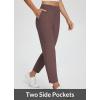 imagebaleaf Womens Travel Pants Lightweight Stretch with Zipper Pockets Petite Ankle Dressy Golf Work Business Casual SlacksTrip Brown