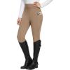 imagebaleaf Womens Winter Riding Pants Full Seat Breeches Fleece Horse Equestrian Tights Horseback Leggings Zipper PocketsBrownb