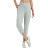 imagebaleaf 20 Women Capris with Pockets Stretch Golf Work Dress Cropped Pants Straight Leg High Waisted Pull On SummerLight Gray