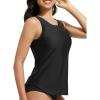 imagebaleaf High Neck Swim Top Tummy Control Bathing Suit Top Tankini Swimsuit for Women Swimwear Top Only Modest Swim Tank Top Black 42