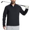 imagebaleaf Mens Golf Pullover Quarter Zip Fleece with Zipper Pockets Water Resistant Hiking SweaterBlack