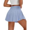 imagebaleaf Pleated Tennis Skirt for Women with Shorts High Waisted Lightweight Athletic Golf Skort Skirts Zipper PocketsLight Blue