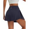 imagebaleaf Pleated Tennis Skirt for Women with Shorts High Waisted Lightweight Athletic Golf Skort Skirts Zipper PocketsNavy Blue