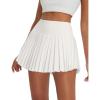 imagebaleaf Pleated Tennis Skirt for Women with Shorts High Waisted Lightweight Athletic Golf Skort Skirts Zipper PocketsWhite