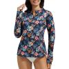 imagebaleaf Womens 14 Zip Rash Guard Swim Shirts with Zipper Pocket UPF 50 Long Sleeve Sun Protection Swimsuit TopsBlack Floral