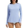 imagebaleaf Womens 14 Zip Rash Guard Swim Shirts with Zipper Pocket UPF 50 Long Sleeve Sun Protection Swimsuit TopsLight Blue