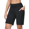 imagebaleaf Womens 9quot High Waisted Swim Board Shorts Quick Dry Swimsuits Bottoms with DrawstringBlack