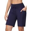 imagebaleaf Womens 9quot High Waisted Swim Board Shorts Quick Dry Swimsuits Bottoms with DrawstringDark Blue