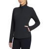 imagebaleaf Womens Fleece Pullover Jacket Water Resistant Half Zip Thermal Golf Shirts Cold Weather Running Gear WinterBlack