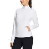 imagebaleaf Womens Fleece Pullover Jacket Water Resistant Half Zip Thermal Golf Shirts Cold Weather Running Gear WinterWhite
