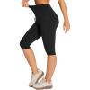 imagebaleaf Womens Hiking Long Shorts Knee Length Biker Shorts High Waist Leggings Pockets Hiking Athletic Outdoor Travel WorkoutBlack