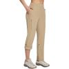 imagebaleaf Womens Hiking Water Resistant Pants UPF Roll Up Convertible Capri Pant Quick Dry Zipper Pockets Travel FishingKhaki