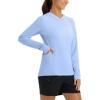 imagebaleaf Womens Sun Shirts UPF 50 Hoodie Long Sleeve Spf UV Shirt Lightweight Quick Dry Hiking Zip PocketLight Blue