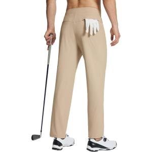 imageBALEAF Mens Golf Pants Stretch Relaxed Fit 30quot Sweatpants with Zipper Pockets Work Casual AthleticEkhaki