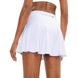 imageSANTINY Pleated Tennis Skirt for Women with 4 Pockets Womens High Waisted Athletic Golf Skorts Skirts for Running CasualB White