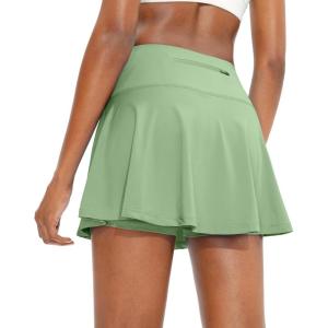 imageSANTINY Pleated Tennis Skirt for Women with 4 Pockets Womens High Waisted Athletic Golf Skorts Skirts for Running CasualSage Green