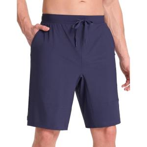 imagebaleaf Mens Athletic Running Shorts 9 Inch Quick Dry Workout Zipper Pocket for Gym BasketballNavy Blue