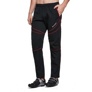 imagebaleaf Mens Fleece Pants Winter Cycling Pants Mountain Bike Clothing Thermal Cold Weather Running GearA01blackRed