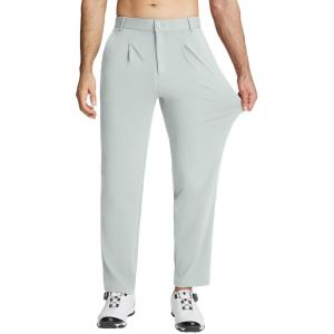imagebaleaf Mens Golf Pants 5 Pockets Water Resistant Stretch 30quot Lightweight Work Dress Pants with Zipper PocketClight Grey