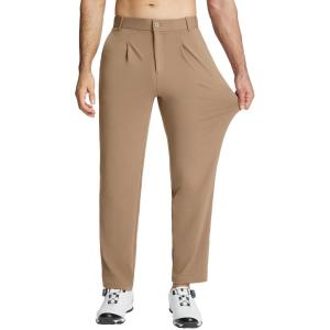 imagebaleaf Mens Golf Pants 5 Pockets Water Resistant Stretch 30quot Lightweight Work Dress Pants with Zipper PocketDbrown