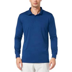 imagebaleaf Mens Long Sleeve Golf Polo Shirt UPF 50 Quick Dry 3 Button Casual Work Outdoor Lightweight Performance Shirts06royal Blue