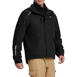 imagebaleaf Mens Rain Jacket 3 In 1 Winter Ski Waterproof Windbreaker Hooded Reflective Packable with Polar Fleece JacketBlack