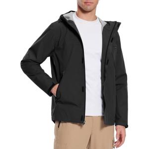 imagebaleaf Mens Rain Jacket Waterproof Breathable Raincoat with Hood for Outdoor Hiking Traveling Cycling WindbreakerBlack