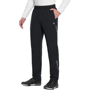 imagebaleaf Mens Winter Cycling Running Pant Water Resistant Fleece Mountain Bike Pants Cold Weather Gear WindproofBlack