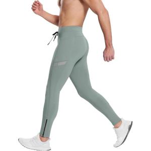 imagebaleaf Mens Winter Running Tights Thermal Cycling Pants Water Resistant Pockets Zipper Legs Cold WeatherBdeep Grey
