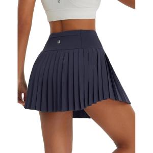imagebaleaf Pleated Tennis Skirt for Women with Shorts High Waisted Lightweight Athletic Golf Skort Skirts Zipper PocketsNavy Blue