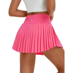 imagebaleaf Pleated Tennis Skirt for Women with Shorts High Waisted Lightweight Athletic Golf Skort Skirts Zipper PocketsPink