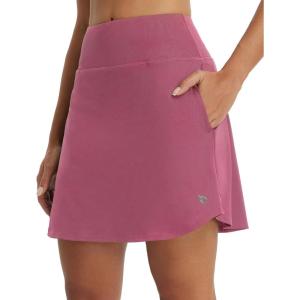 imagebaleaf Womens 18quot Tennis Skorts Skirts Knee Length with Liner Shorts High Waisted Golf Pickleball Athletic with PocketsRose Red