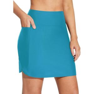 imagebaleaf Womens 2025 17quot Swim Skirt Bottoms High Waisted Modest Bathing Suit Skirt Tummy Control Swim BottomsAqua Blue 17 a