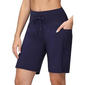 imagebaleaf Womens 9quot High Waisted Swim Board Shorts Quick Dry Swimsuits Bottoms with DrawstringDark Blue