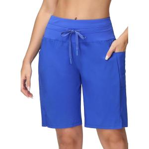 imagebaleaf Womens 9quot High Waisted Swim Board Shorts Quick Dry Swimsuits Bottoms with DrawstringDazzling Blue