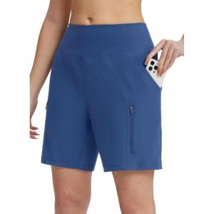 imagebaleaf Womens Athletic Shorts 7 Inch Long Hiking Shorts High Waist Pockets7 Inchblue