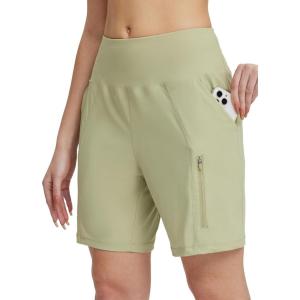 imagebaleaf Womens Athletic Shorts 7 Inch Long Hiking Shorts High Waist Pockets7 Inchkhaki Green