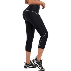imagebaleaf Womens Bike Pants High Waist 4D Padded Cycling Capris Shorts 34 Biking Tights Pockets UPF50Grey