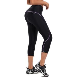 imagebaleaf Womens Bike Pants High Waist 4D Padded Cycling Capris Shorts 34 Biking Tights Pockets UPF50Purple