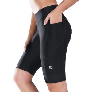 imagebaleaf Womens Bike Shorts 4D Padded Cycling Spinning Road Bike Pockets Wide Waistband UPF5001black