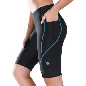 imagebaleaf Womens Bike Shorts 4D Padded Cycling Spinning Road Bike Pockets Wide Waistband UPF5001blue
