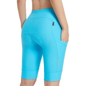 imagebaleaf Womens Bike Shorts 4D Padded Cycling Spinning Road Bike Pockets Wide Waistband UPF50Blue Atoll