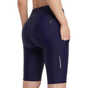 imagebaleaf Womens Bike Shorts 4D Padded Cycling Spinning Road Bike Pockets Wide Waistband UPF50Navy Blue