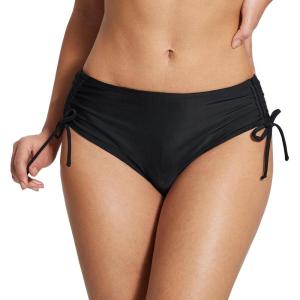 imagebaleaf Womens Bikini Bottom Mid Waisted Adjustable Side Tie Swim Bottoms Ruched Cheeky Mid Coverage Swim BriefsBlack