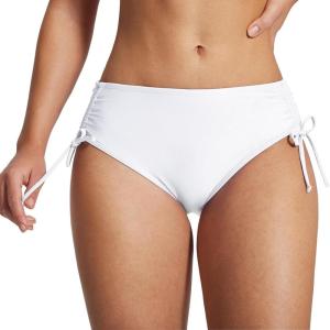 imagebaleaf Womens Bikini Bottom Mid Waisted Adjustable Side Tie Swim Bottoms Ruched Cheeky Mid Coverage Swim BriefsWhite