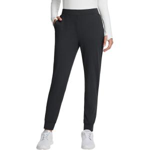 imagebaleaf Womens Fleece Lined Pants Joggers Water Resistant Zipper Pockets Winter Thermal Golf Pants Cold Weather GearBlack