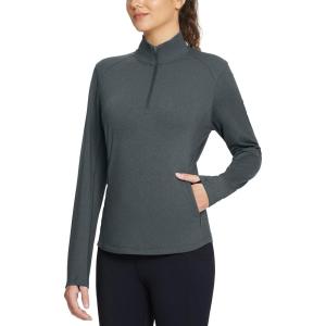 imagebaleaf Womens Fleece Pullover Jacket Water Resistant Half Zip Thermal Golf Shirts Cold Weather Running Gear WinterGrey
