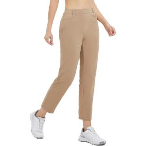 imagebaleaf Womens Golf Pant Winter Fleece Lined Pants with Belt Loops Pockets Travel Work CasualGbrown